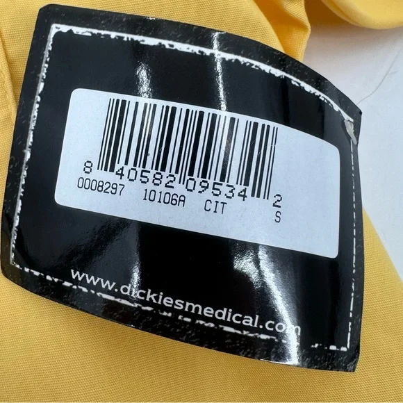 3/$15 DICKIES Scrub Top Adult SM Yellow Vneck Short Slv Uniform Workwear-stains - Picture 6 of 12